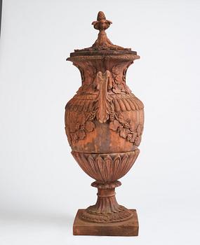 A stoneware garden urn after the model by Ferdninand Ring for Höganäs 20th centuty.