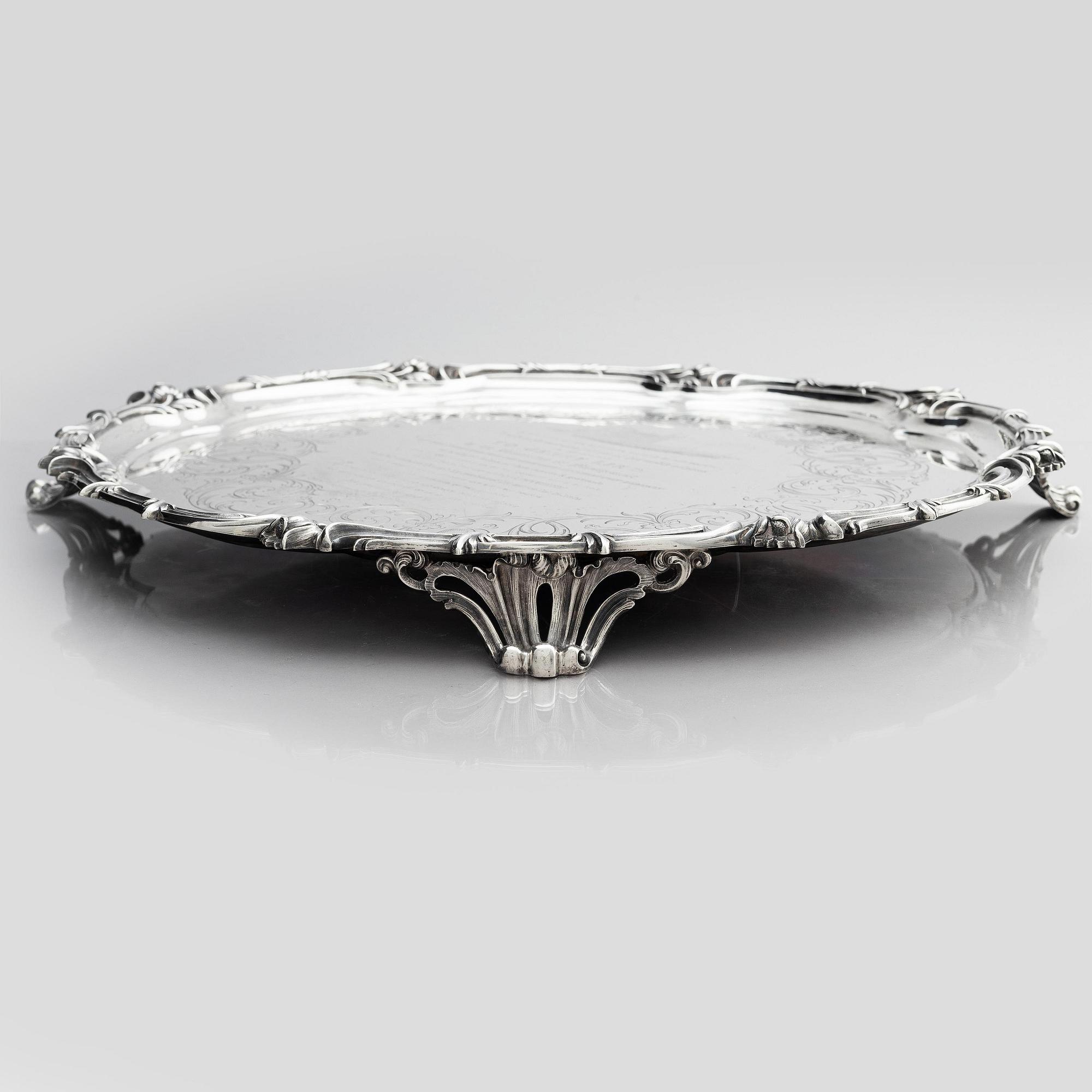 Benjamin Smith III, stor bricka, silver, gåva till Jenny Lind, London 1848.