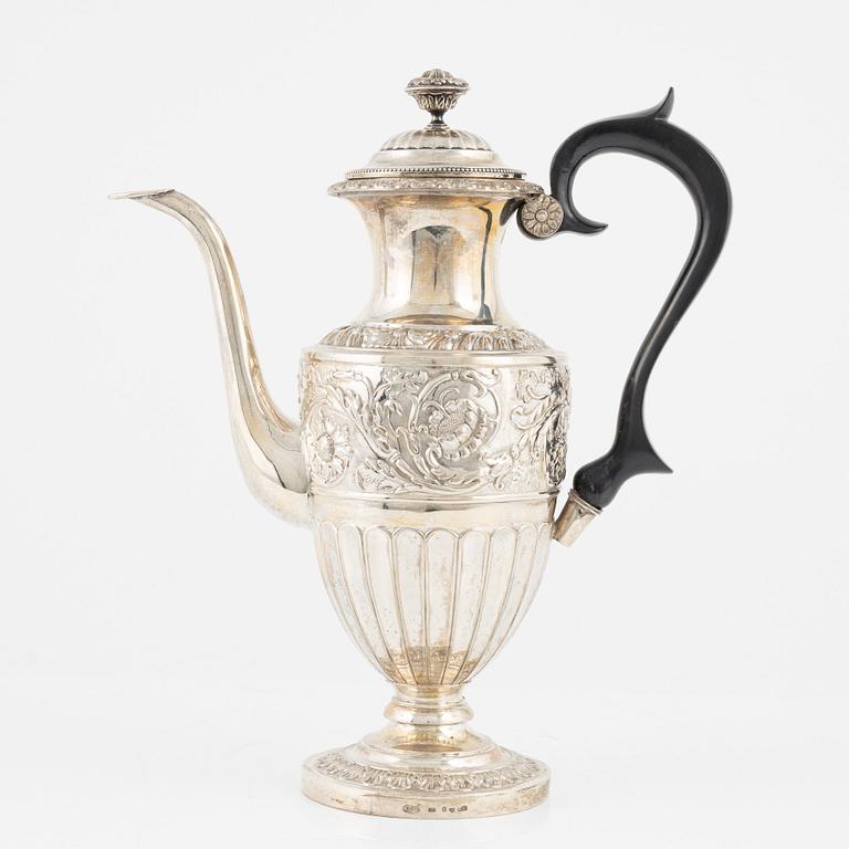 Kaffekanna, silver senempire, Gustav Möllenborg, Stockholm 1836..