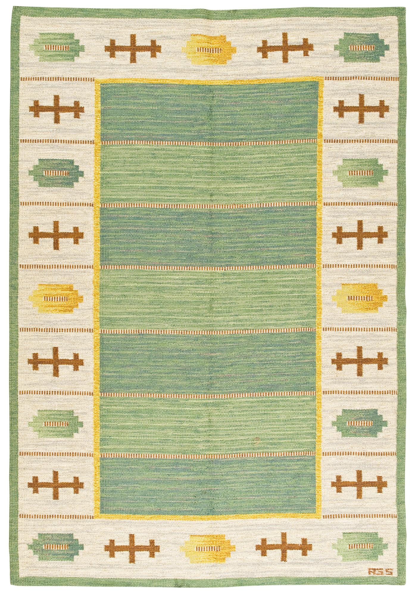 MATTA. Rölakan. 239,5 x 162,5 cm. Signerad AGS (Anna Greta Sjöquist). Sverige omkring 1900-talets mitt.
