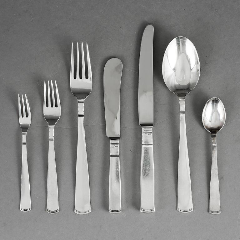 BESTICKSERVIS, 42 delar, silver, "Rosenholm", GAB, Stockholm, 1950-/60-/70-tal. Vikt exkl delar med metallblad ca 1067g.