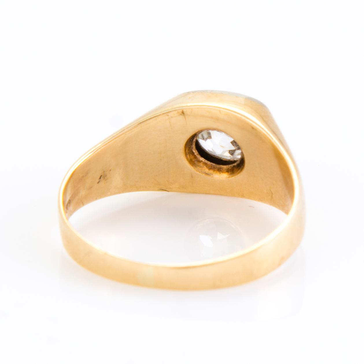 DIAMANTRING, 14K vit- och gulguld, 1 gammalslipad briljant ca 0,65 Kultakeskus Oy, Helsinki 1973. Svensk importstämpel.