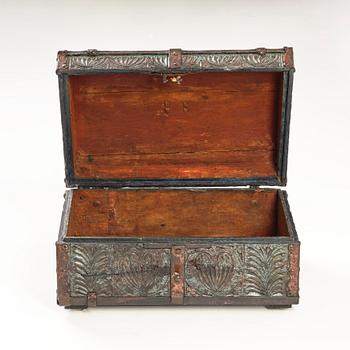 A Swedish carved baroque chest, 17th / early 18th century.