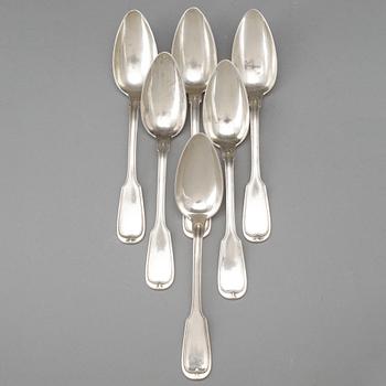 MATSKEDAR, 6 st, silver, Wien, Österrike-Ungern, 1862. Totalvikt ca 480 gram.