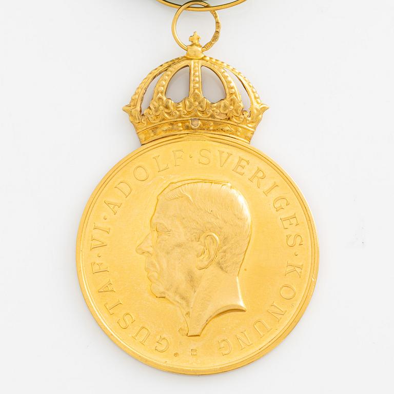 Medalj, 18K guld, Kungliga Patriotiska Sällskapet 1954.
