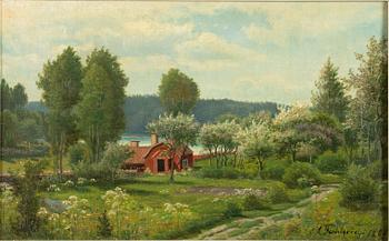 Carl August Fahlgren, Landscape with Cottage.