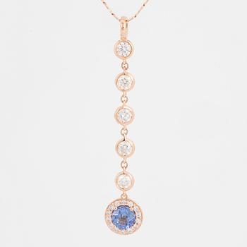 Sapphire and brilliant-cut diamond necklace.