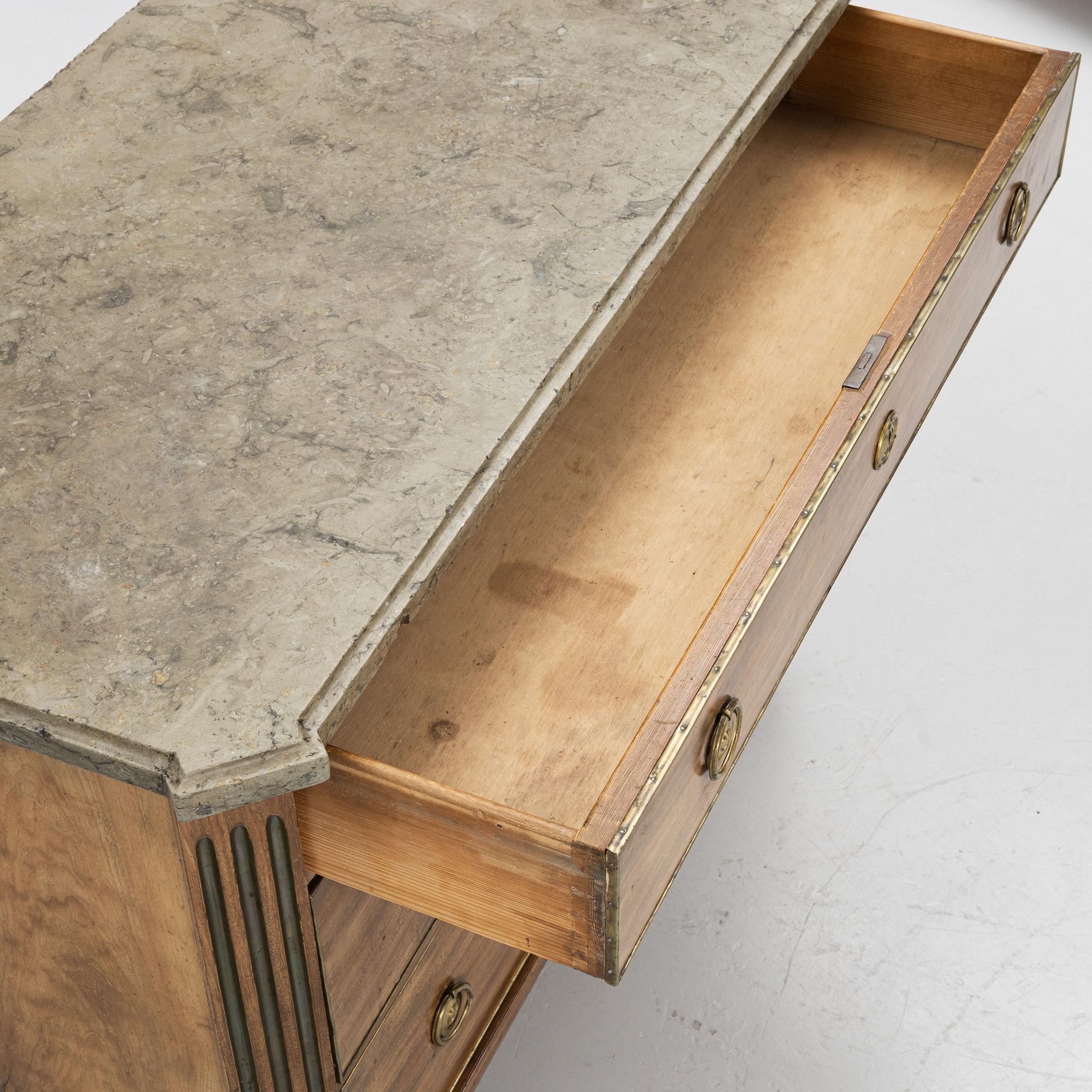 A late Gustavian chest of drawers, Sweden, end of the 18th century.