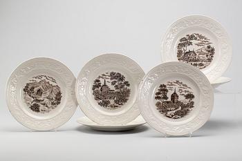 TALLRIKAR, flintgods, 6 st, Rörstrand, 1800-talets andra hälft.