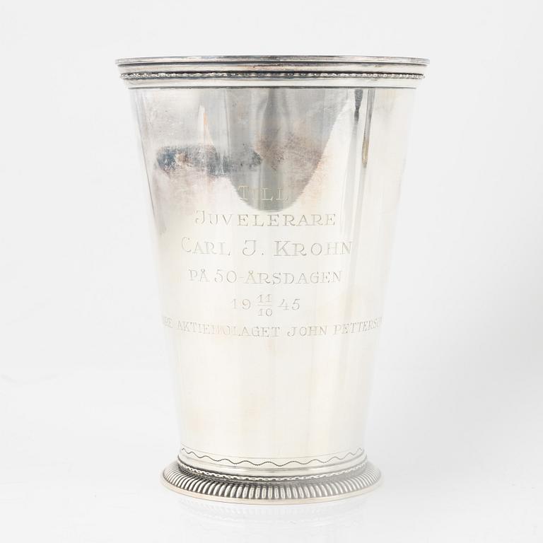Five silver items, including beaker by Herman Hermansson, Marstrand, Sweden, 1796.