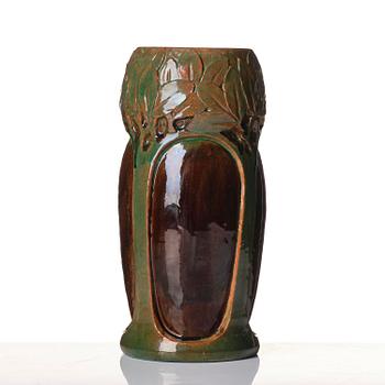 Hilma Persson-Hjelm, a glazed earthenware art nouveau vase, executed in her own studio, 1910. No 1173.