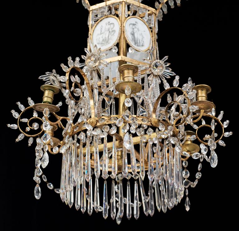 A North European circa 1800 six-light chandelier.