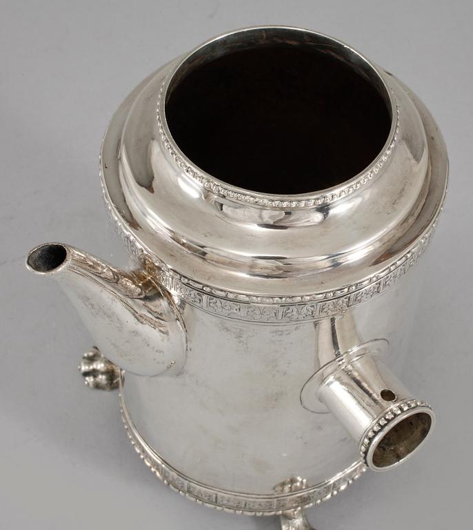 KAFFEKANNA, silver, gustaviansk, Arvid Floberg, Stockholm, 1789. Silvervikt ca 461 g.