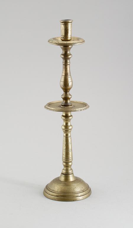 LJUSSTAKE, mässing, 1700-tal.