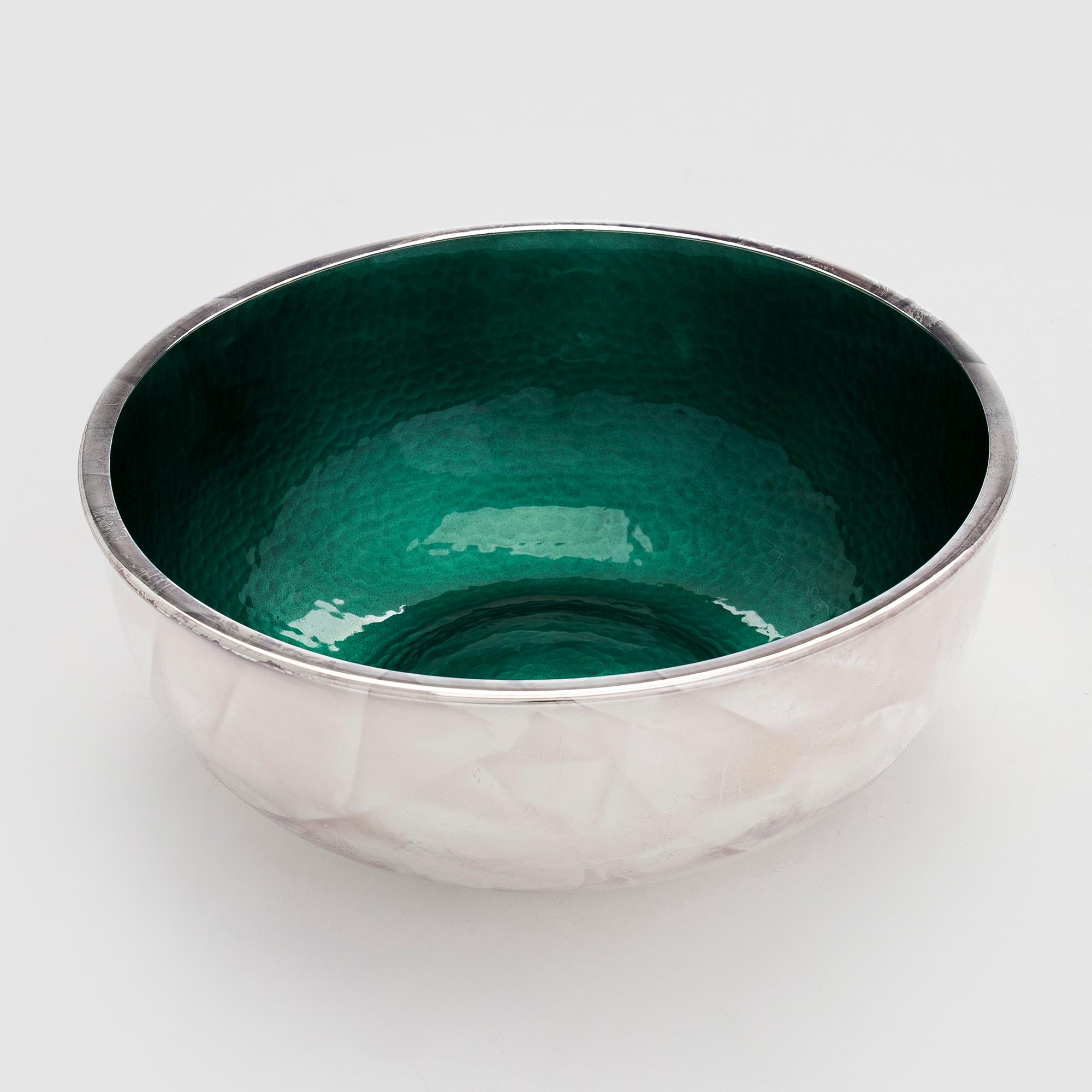 A sterling silver and enamel bowl, maker's mark of A. Tillander, Turku 2005.