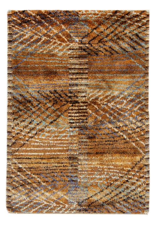 CARPET. "Marina brun". Rya (knotted pile). 242,5 x 167 cm. Signerad AB MMF BN.