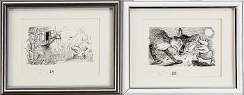 EINAR NORELIUS, 2 ink drawings. Kalle Stropp. Signed and dated -57.