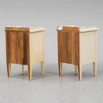 A pair of gustavian style bedside tables, late 20th century.