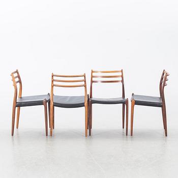 A Table from Slagelse Möbelvaerk A/S and 4 chairs, Niels Otto Møller, JL Møller. Denmark, 1960's.