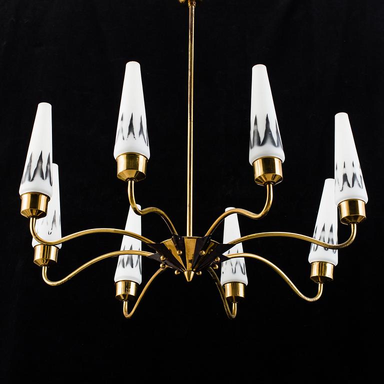 1950 brass and glass ceiling light.