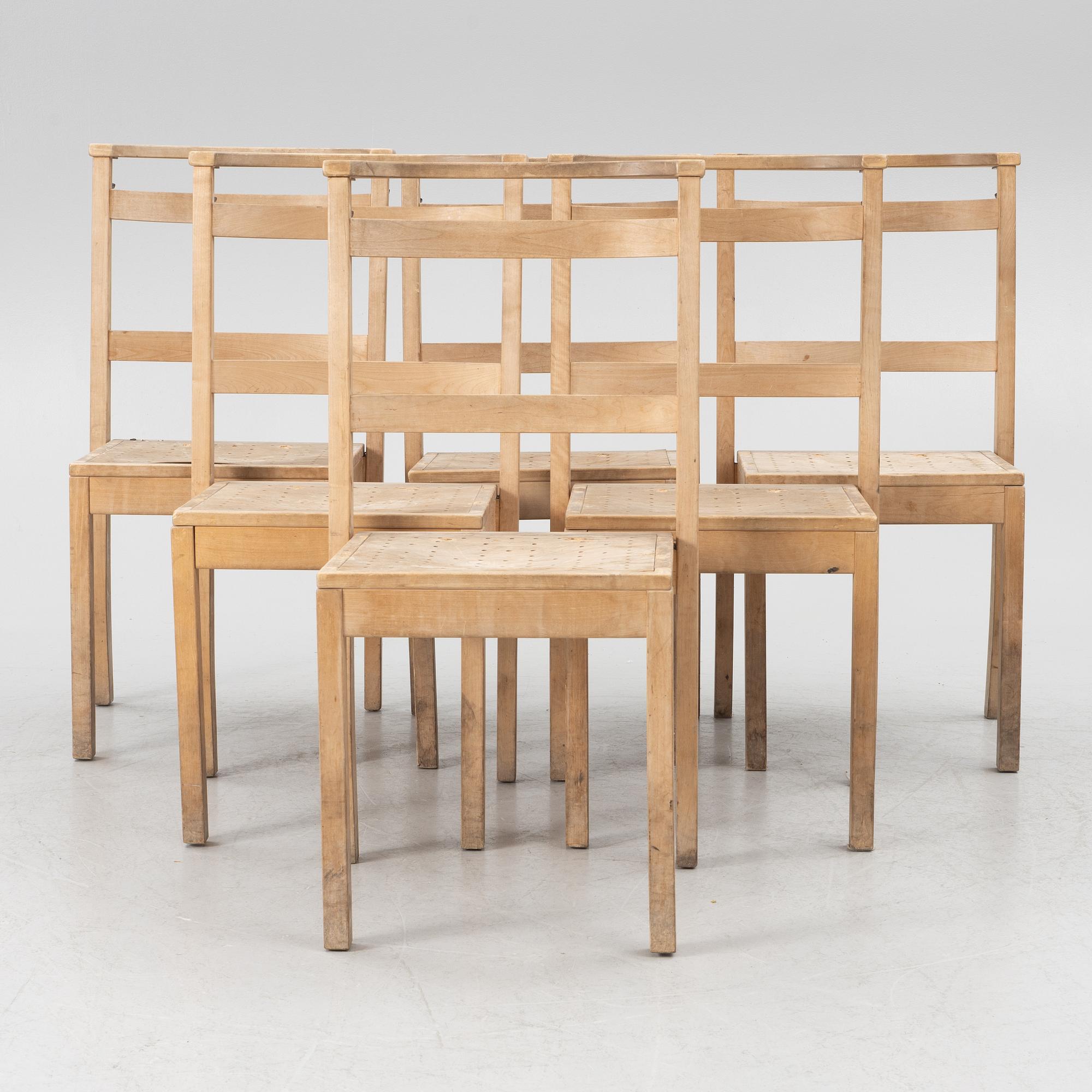Ella Öström, a set of six chairs, for St. Thomas Church, Vällingby, 1960.