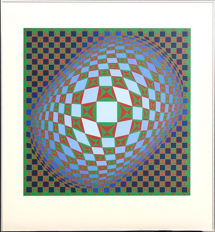 VICTOR VASARELY, färgserigrafi, "Vilag" 1975, signerad och numrerad 26/275.