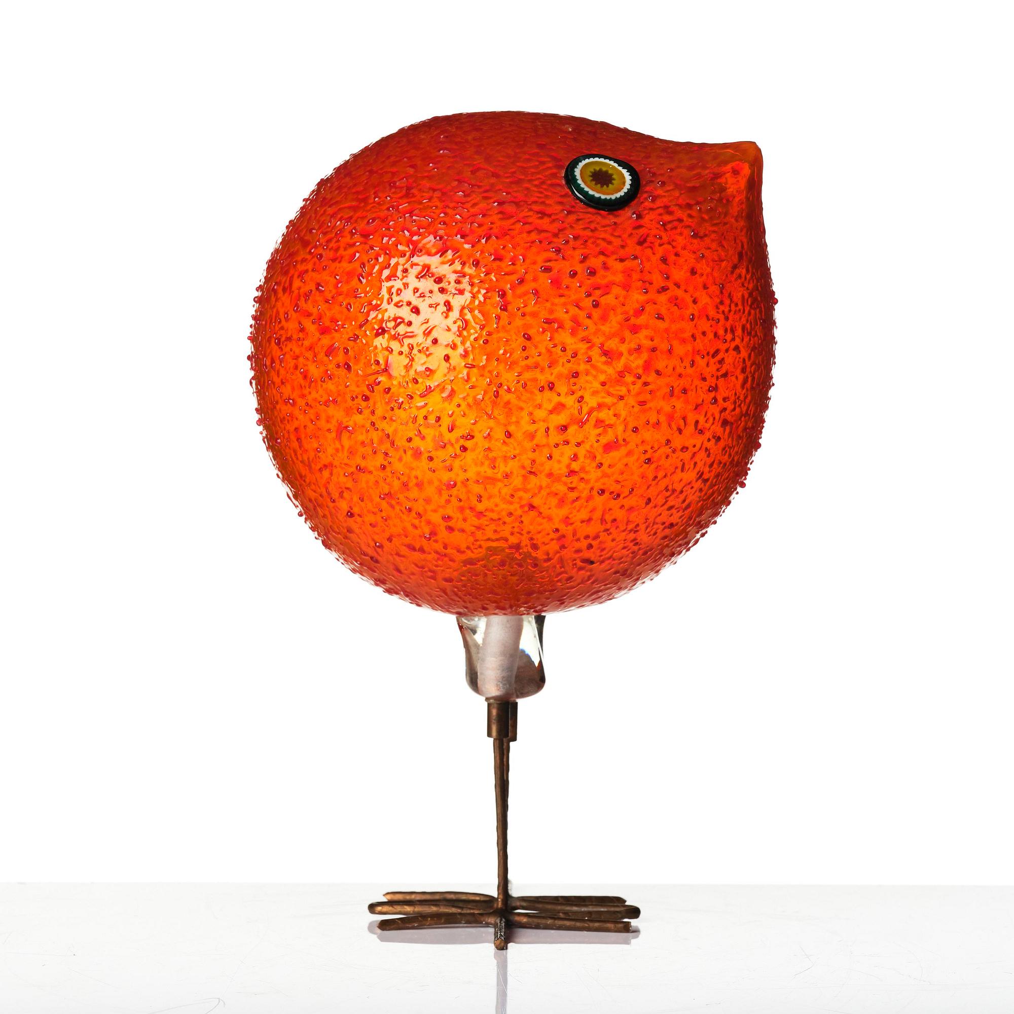 Alessandro Pianon, skulptur, "Pulcino", fågel, glas, Vetreria Vistosi, Italien, 1960-tal.