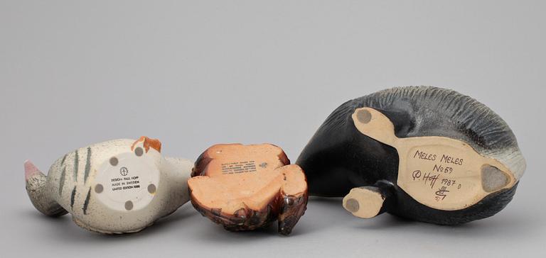 FIGURINER, 3 st, stengods, Paul Hoff, Gustavsberg, 1980-tal.