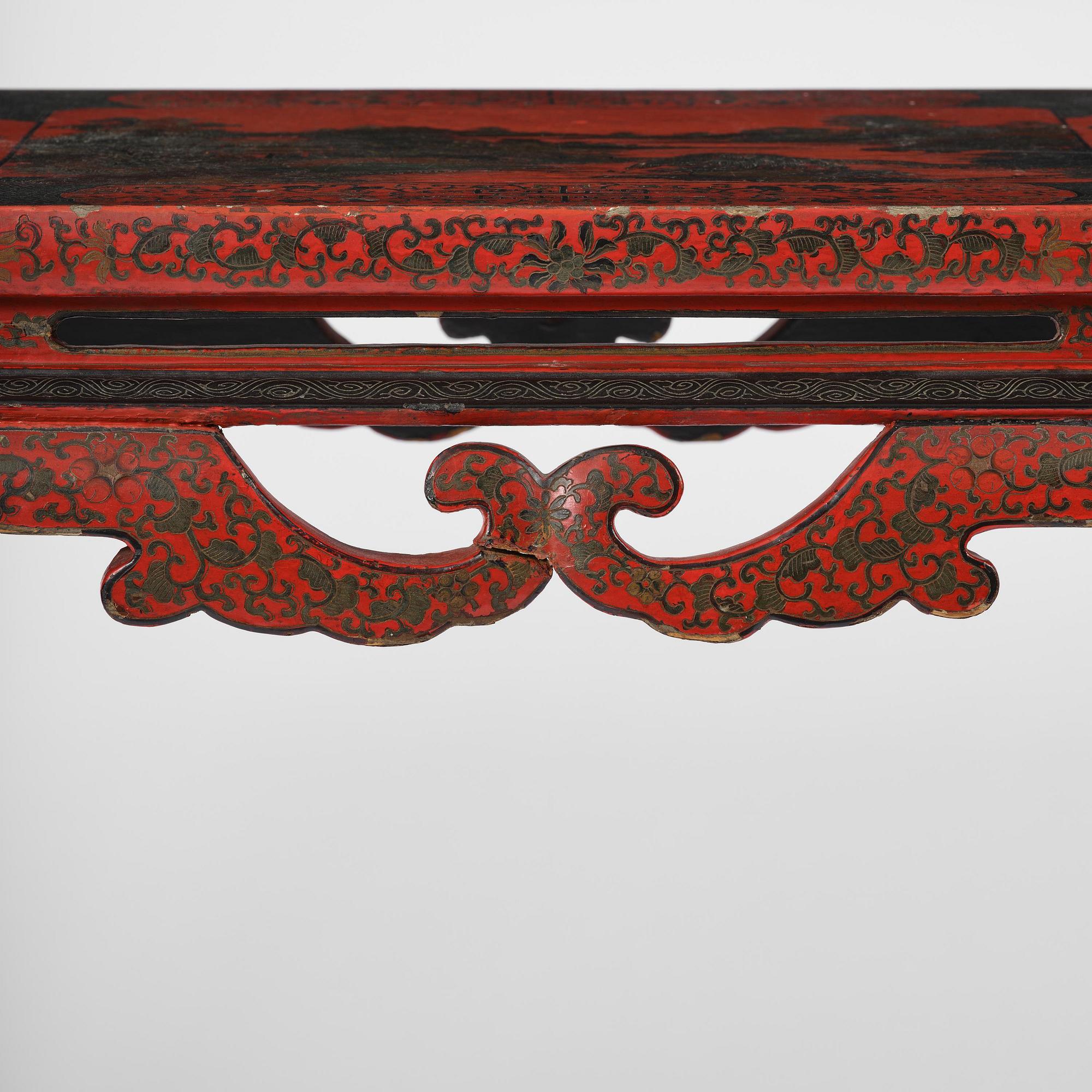 Altarbord, röd lack. Qingdynastin.