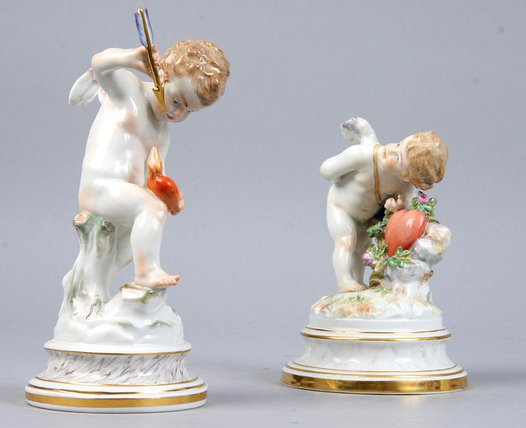 FIGURINER, 2 st, porslin, Meissen, 1800/1900-tal.