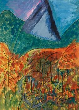 NELL WALDEN, mixed media on paper, signed and dated -73.