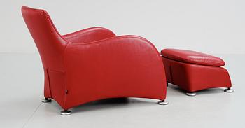 A Gerard van den den Berg red leather easy chair, 'Loge', Montis, Holland.