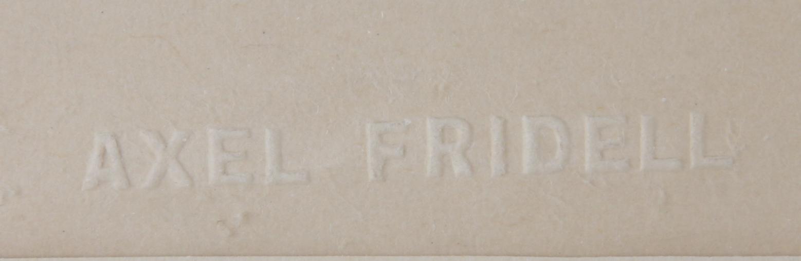 AXEL FRIDELL, torrnål, upphöjd stämpelsign.