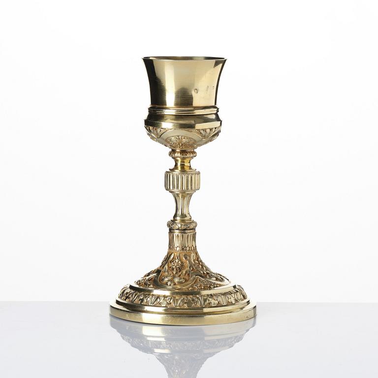 A Spanish colonial silver-gilt chalice, mark of Antonio Forcada y la Plaza, Mexico city, ca 1800.