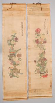 KAKEMONO, 2 st, träsnitt, 1900-talets första hälft.