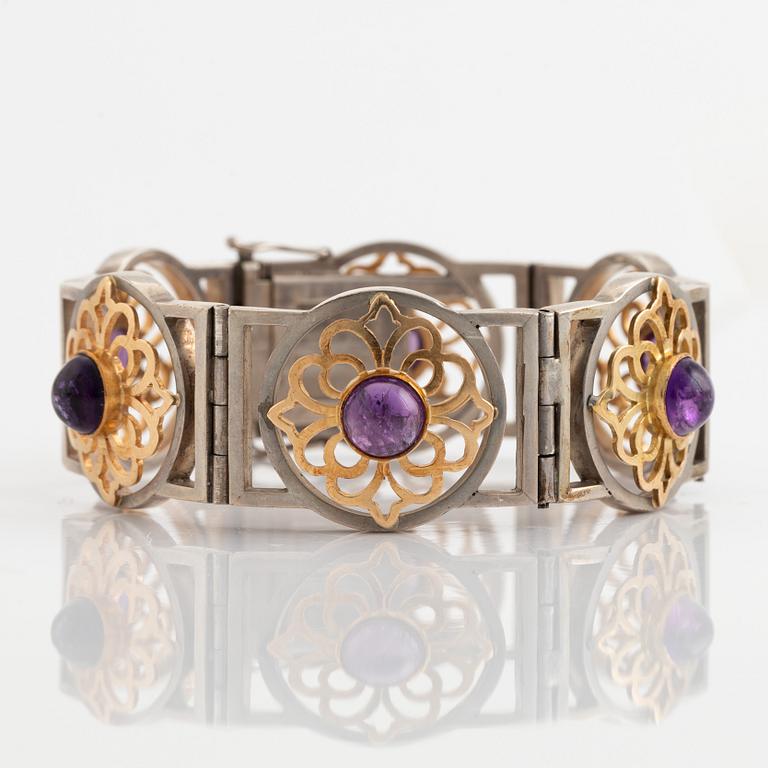 Silver and 18K gold with cabochon cut amethyst necklace.