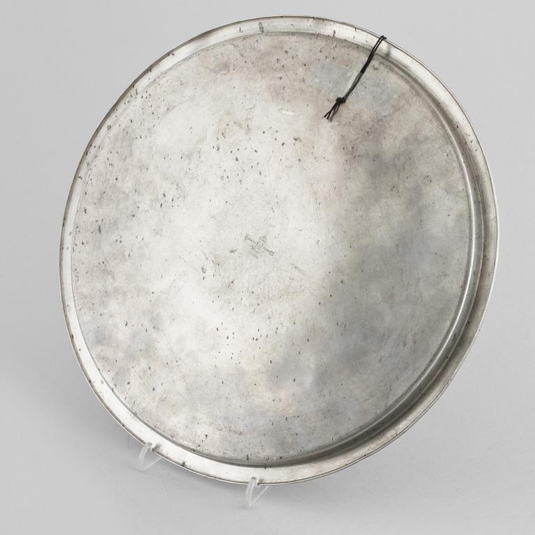 A tray in pewter, made by CG Hallberg in Stockholm, 1933.