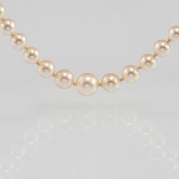 COLLIER, odlade pärlor med lås i 18K vitguld.