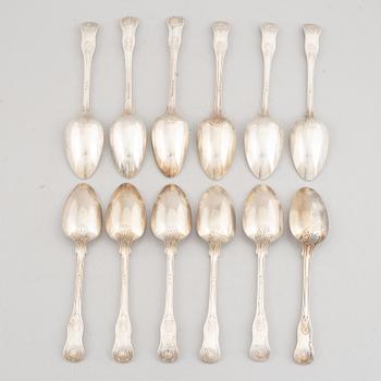 A Set of Twelve Swedish Silver "Kings Pattern" Dinner Spoons.