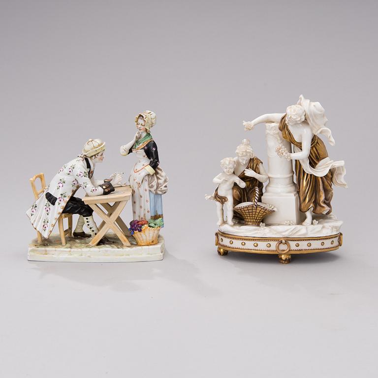 Two 17th century porcelain figure groups.