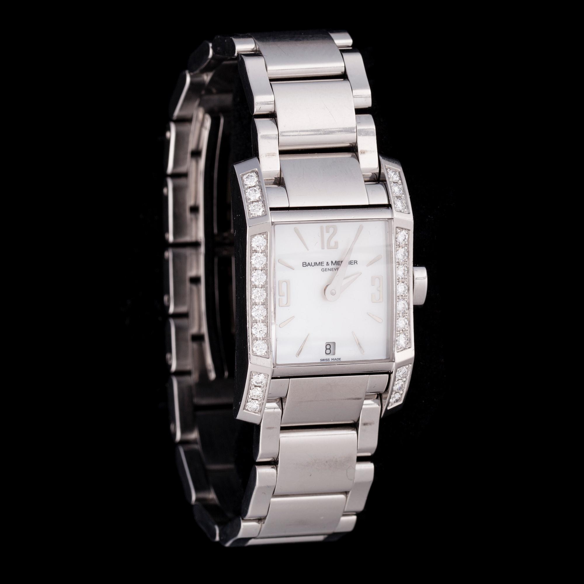 ARMBANDSUR, dam, Baume & Mercier Hampton, stål, pärlemor urtavla, 26 diamanter. 2008.