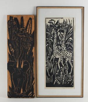 YNGVE BERG, träsnitt sign och dat-59 samt tryckplatta.