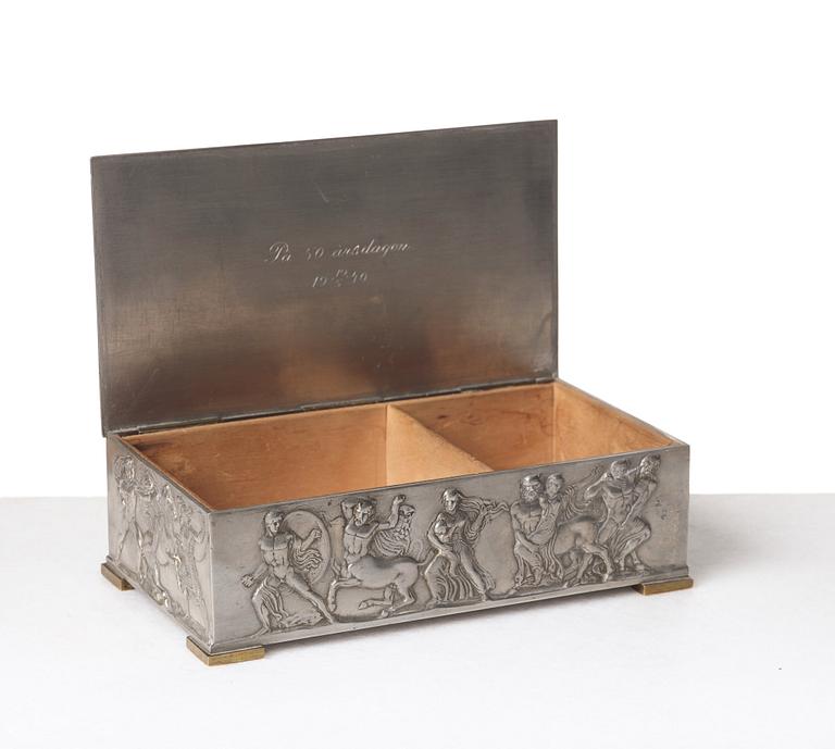 Herman Bergman's foundry, a pewter and brass box, Stockholm ca 1940.