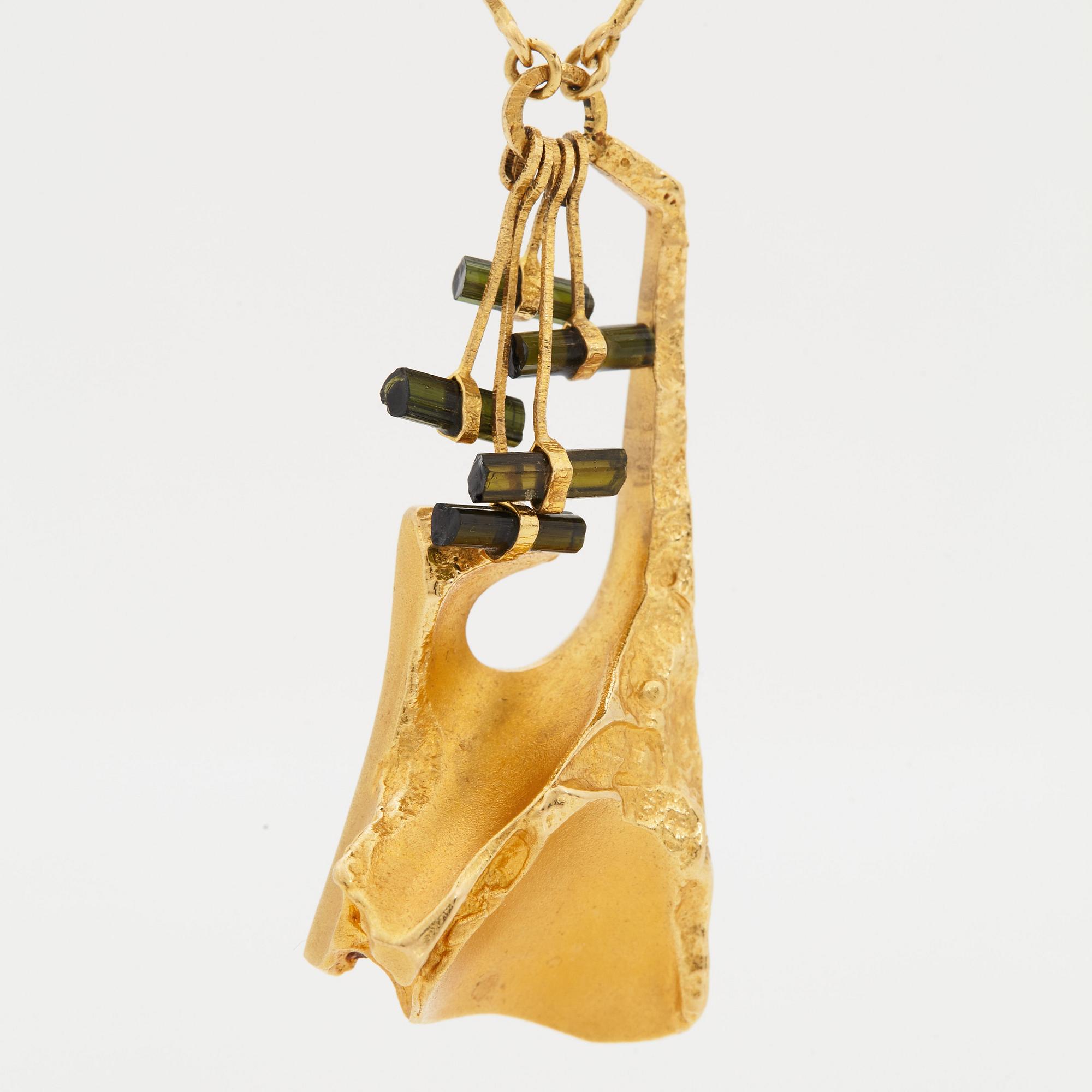 Björn Weckström, a necklace with pendant, "Rain in the mountains", Lapponia, Finland 1992, 18k.