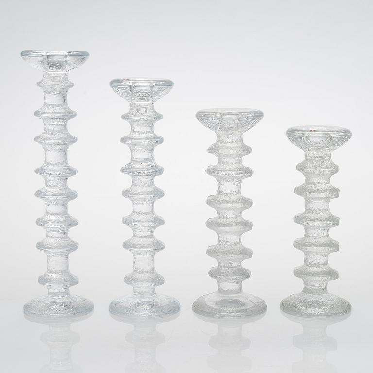 Timo Sarpaneva, a set of eight Festivo' glass candlesticks for Iittala.