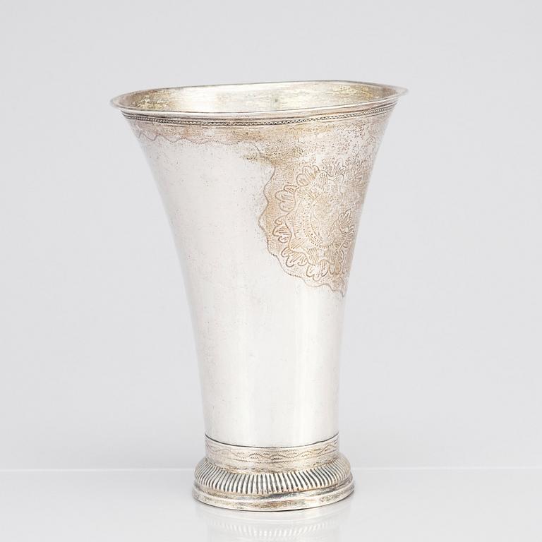 A Swedish 18th century parcel-gilt silver beaker, mark of Petter Gillberg, Varberg 1791.