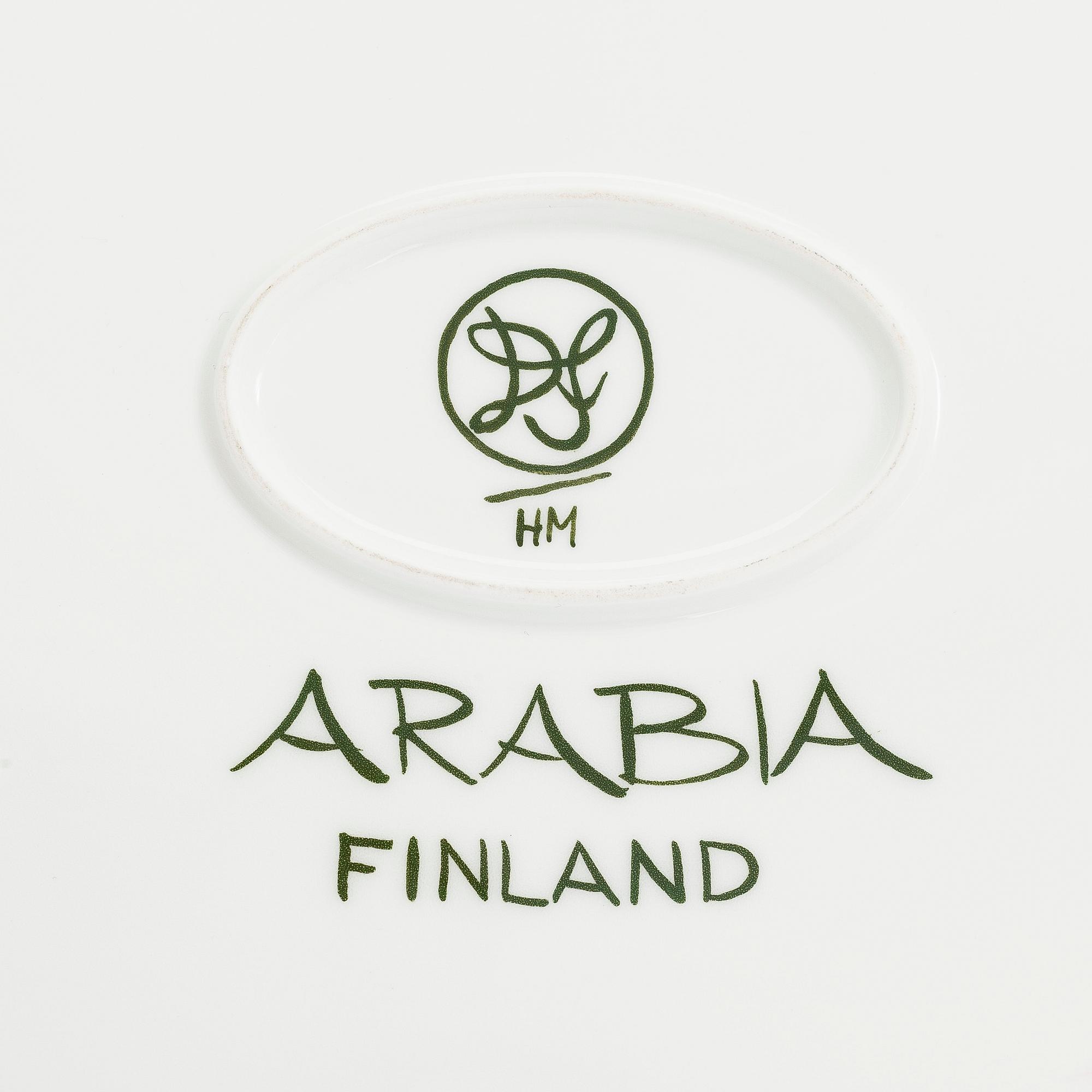 Dorrit von Fieandt, a porcelain bird tureen and a serving dish, monogram signed. Arabia, Finland 1980s.