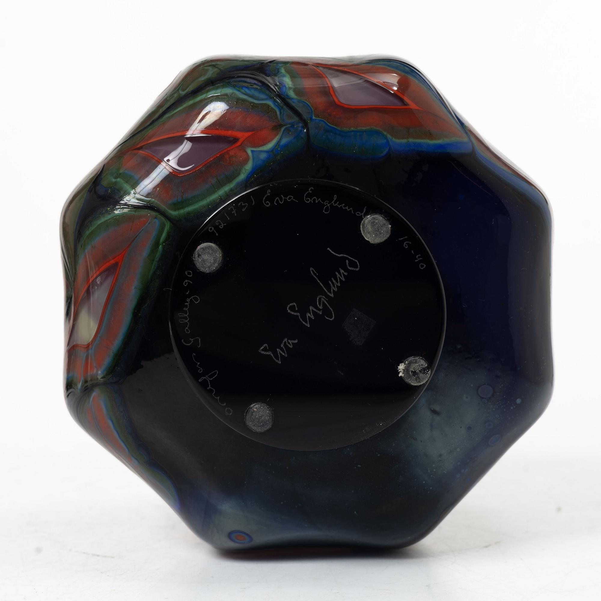 Eva Englund, Vase, glass, “Millefiore Röd”, Orrefors Gallery, 1990.