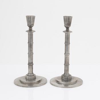 Erik Fleming, a pair of pewter candle holdes, Norrahammars tenn, Sweden, 1930.