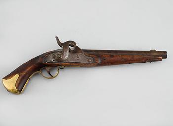 A mid 19th century cap lock gun.